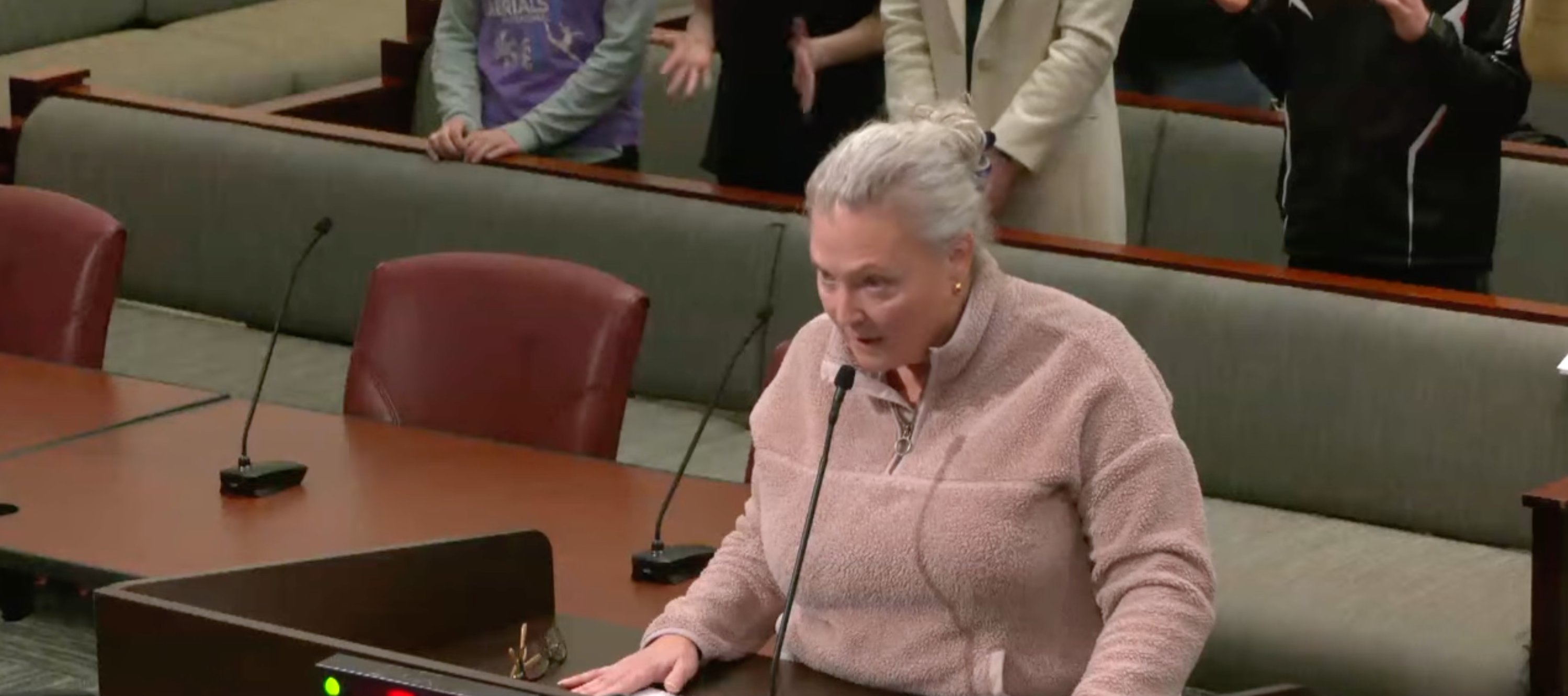 Catherine Evans at podium