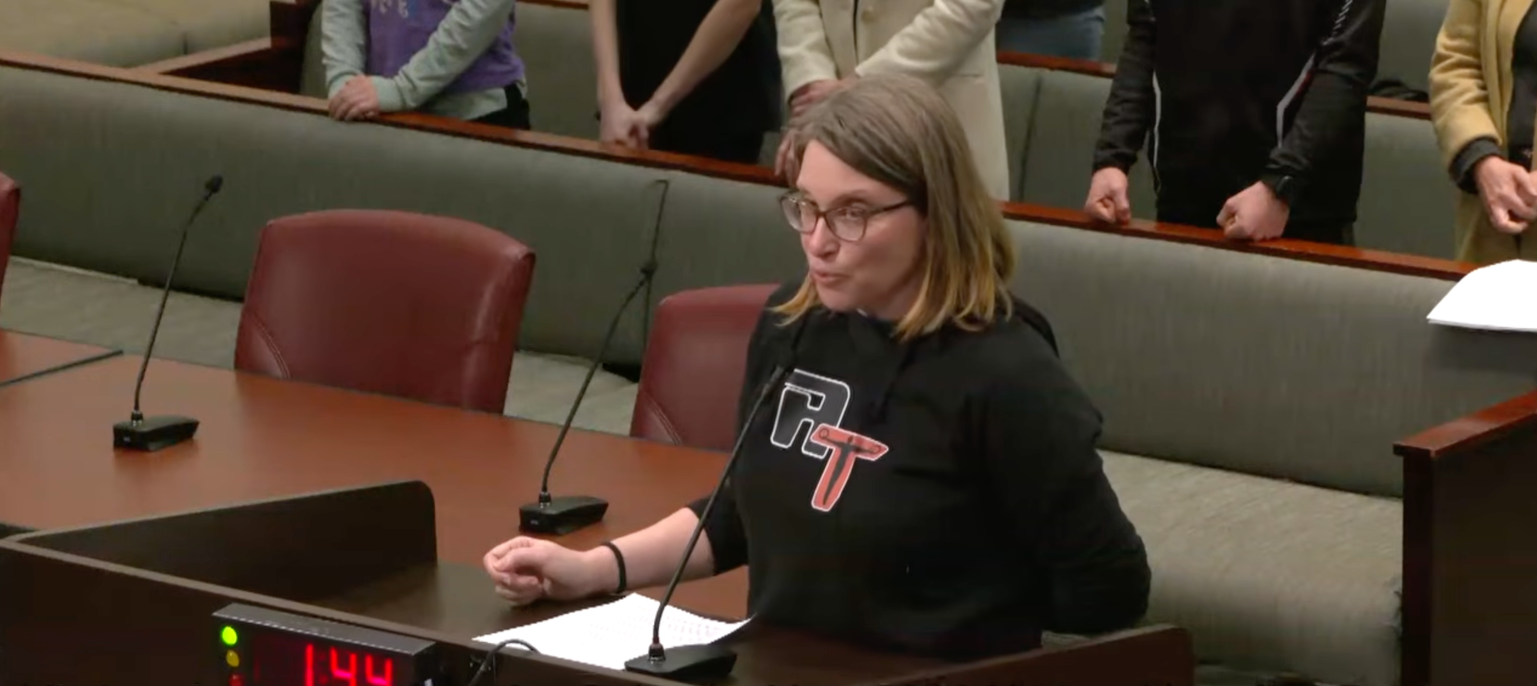 Kari Garcia, Tigers President, at the podium