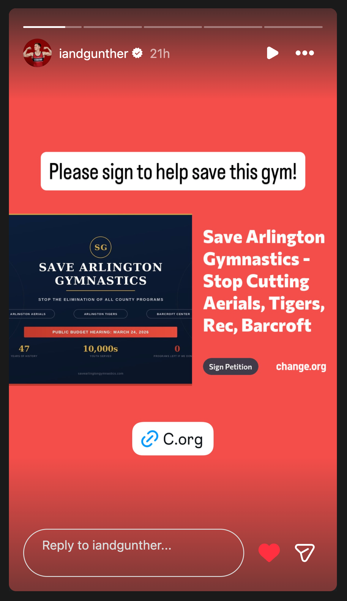 Ian Gunther Instagram story