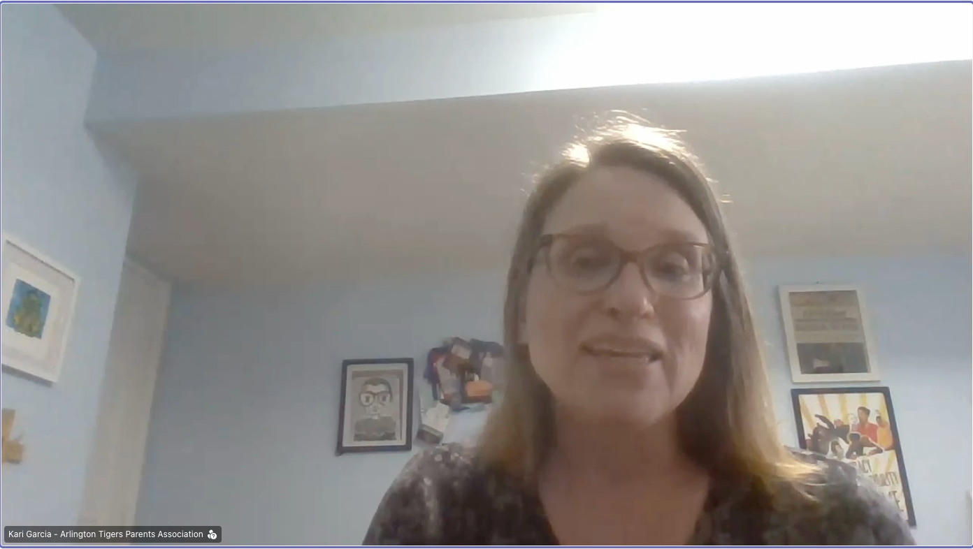 Parents association leader speaking