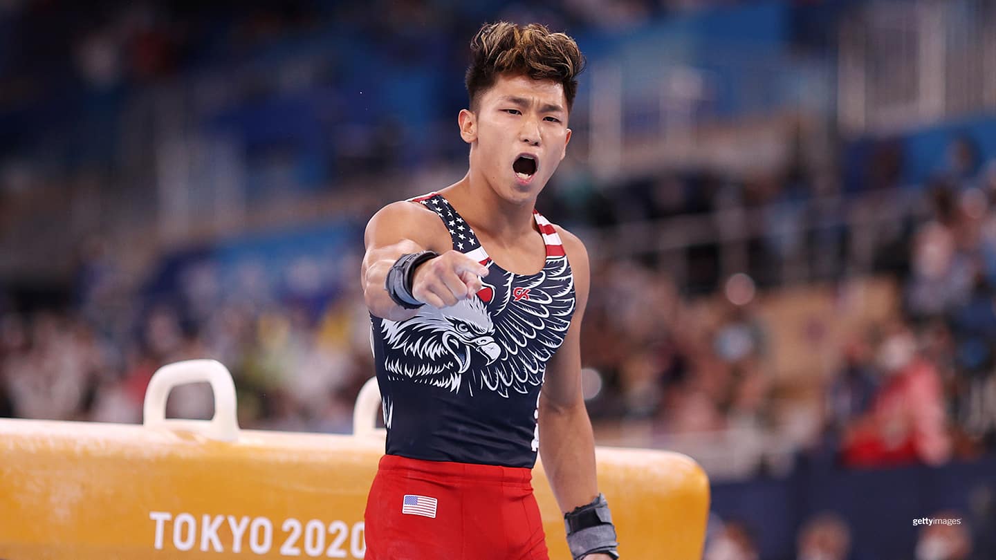 Yul Moldauer competing for Team USA at the Tokyo 2020 Olympics